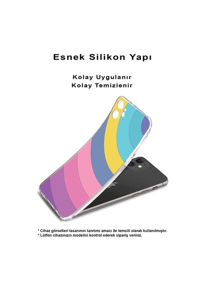 Xiaomi Mi 10t Lite Uyumlu Kamera Korumalı Renk Cümbüşü B Tasarımlı Şeffaf Silikon Kılıf
