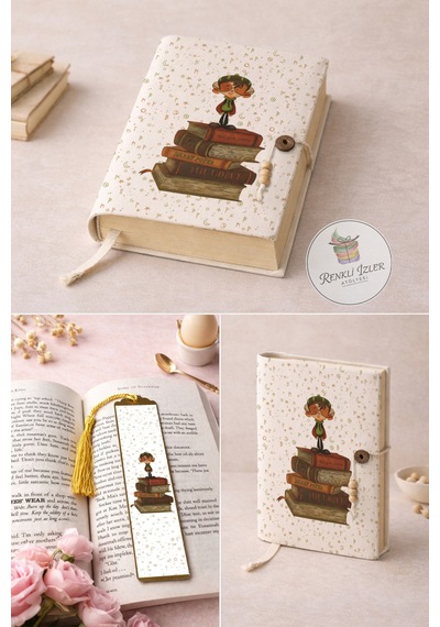 Kitap Kılıfı Ve Metal Kitap Ayracı Seti Mistik Büyücü