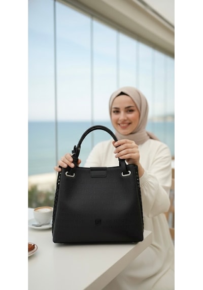 Just Polo Kadın Su Geçirmez Ayarlanabilir Askılı Büyük Boy Lüks Omuz Çantası Shoulder Bag Ebat: 27 X 30 Cm Siyah