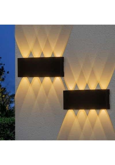 2 Adet 15 Watt, Amber Işık Ledli Çok Kaliteli İç Ve Dış Mekan Aydınlatma Armatürü Bahçe Duvar Apliği Amber