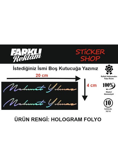 Hologram Sticker İsim Soyisim İki Adet