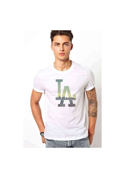 La Basketbol Baskılı Beyaz Erkek Tshirt