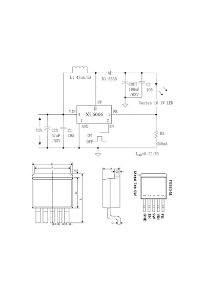 XL6006E1 60V 5A  Anahtarlamalı Voltaj Yükseltici Sabt Akım LED Sürücü 180KHz Boost Step-up Dc Dc