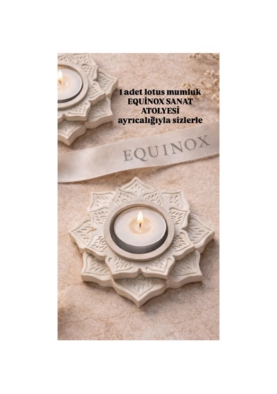 Equinox Sadece Mum 2li Ortası Şakayık Çiçekli Lavanta Kokulu Şamdan Mum - Lotus Mumluk Hediyesiyle Beyaz
