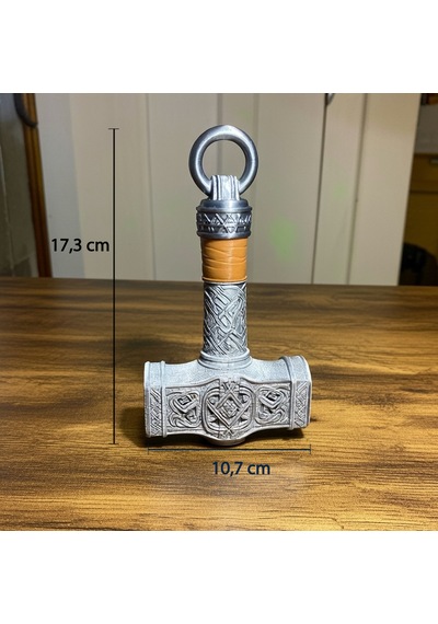 İskandinav Mitolojisi Thor Un Çekici Mjölnir - Antik Gümüş Kaplama Dekoratif Obje 17,3 X 10,7 Cm