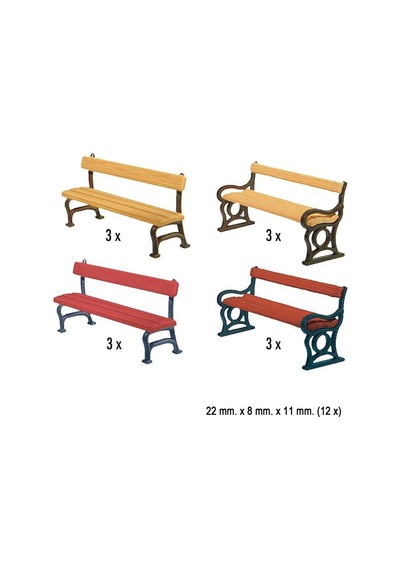 1/87 Park Bankları 12 Adet Maketi, Faller 180443