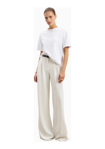 Because Of Alice Effortless Pleated Wide Leg Trousers Yüksek Bel Geniş Paça Kadın Pantolon Beyaz