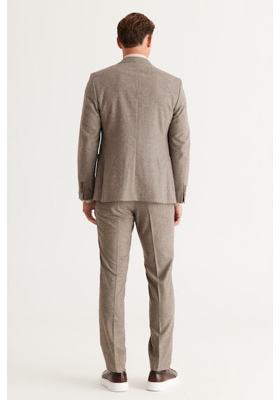 AC&Co / Altınyıldız Classics Erkek Kahverengı Slim Fit Dar Kesim Mono Yaka Kareli Yünlü Takım Elbise Kahverengi AC&Co / Altınyıldız Classics Erkek Kahverengı Slim Fit Dar Kesim Mono Yaka Kareli Yünlü Takım Elbise Kahverengi