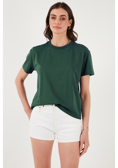 Lela Pamuklu Oversize Fit Bisiklet Yaka Bayan T Shirt 5866097 Nefti