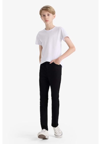 Defacto Okul Slim Fit Dar Kesim Düz Paça Jean Pantolon Erkek Çocuk C3683A824AU Siyah