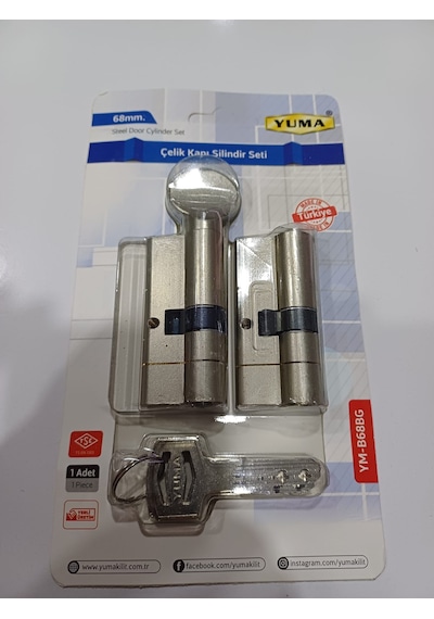 Yuma 68 Mm Çelik Kapı Kilidi Silindir Barel 2 Li Set