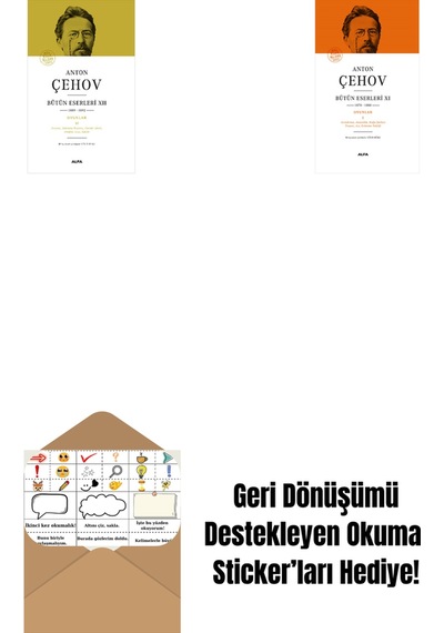Anton Çehov Bütün Eserleri 12 Ciltli + Anton Çehov Bütün Eserleri 11 Ciltli + Okuma Sticker'ları