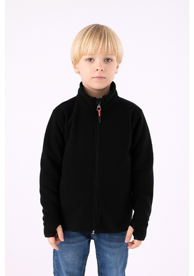 Monox Çocuk Unisex Parmak Geçmeli Polar Ceket Siyah