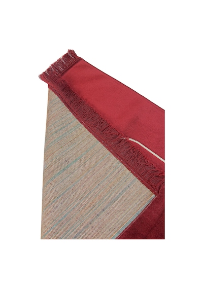 Mihrap Desenli Kadife Seccade Bordo Bordo