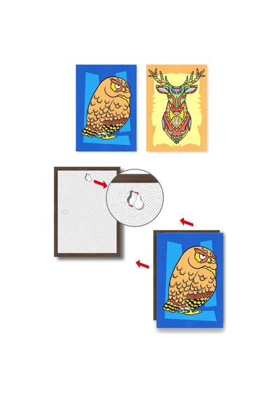 Çerçeveli Yetişkin Kum Boyama Aktivite Seti, Sand Art 2in1 Geyik Ve Baykuş-red Castle Ykf-01