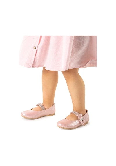 Kiko Kids Cırtlı Kız Çocuk Taşlı Babet Ayakkabı 252 Pudra 001