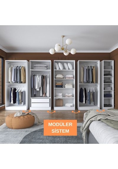 Rani Ba154 Geniş Gardırop Elbise Dolabı 9 Kapaklı 2 Çekmeceli 13 Raflı 5 Askılı Modüler Dolap Beyaz Rani Ba154 Geniş Gardırop Elbise Dolabı 9 Kapaklı 2 Çekmeceli 13 Raflı 5 Askılı Modüler Dolap Beyaz