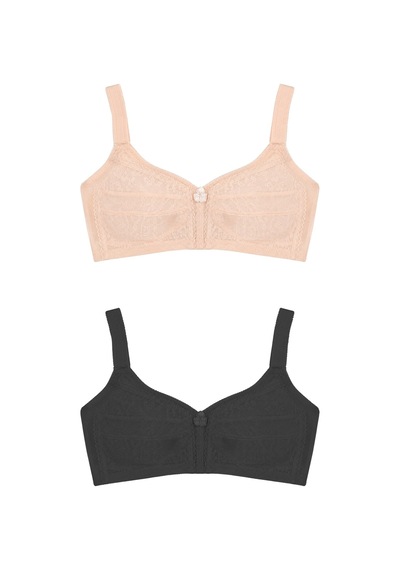 Cottonill Bra -rosina Büyük Beden Dantelli Balensiz Minimizer Ayarlanabilir Askılı Kadın Sütyen 2'li Paket Çok Renkli