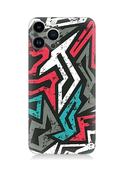 Apple Uyumlu iPhone 13 Pro Max Silikon Kılıf Grafiti Mozaik Desenler