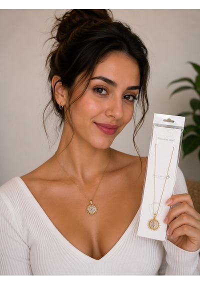 Güneş Kolye Gold Renk