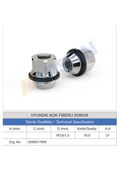 20 Adet Hyundai Açık Fiberli Somun