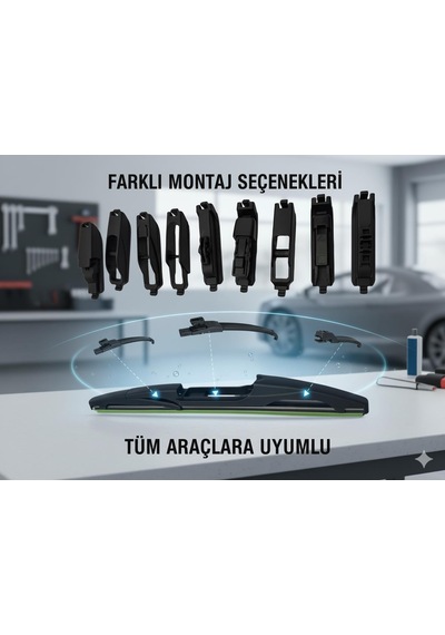 Space Premium 9 Aparatlı Hibrit Arka Silecek Kilitli Model 25 Cm Uyumlu