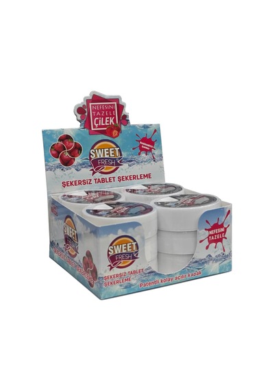 Çilek Aromalı Şekersiz Şeker 10gr - 12'li Kutu