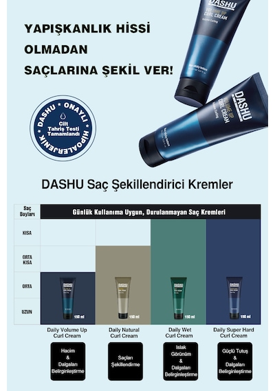 Hacim Veren, Dalgaları Belirginleştiren Saç Şekillendirici Krem Dashu Daily Volume Up Curl Cream