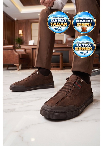 Ayakmod Kahve Nubuk Hakiki Deri Lastik Bağcıklı Rahat Tabanlı Erkek Casual Ayakkabı 044 Kahverengi Ayakmod Kahve Nubuk Hakiki Deri Lastik Bağcıklı Rahat Tabanlı Erkek Casual Ayakkabı 044 Kahverengi