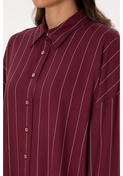U.S. Polo Assn. Kadın Bordo Çizgili Uzun Kollu Gömlek 50308768-VR177