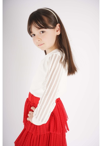 Miniko Kids 23 Nisan 29 Ekim Konsept Kol Tül Detaylı Tütü Etekli Takım Kırmızı Miniko Kids 23 Nisan 29 Ekim Konsept Kol Tül Detaylı Tütü Etekli Takım Kırmızı