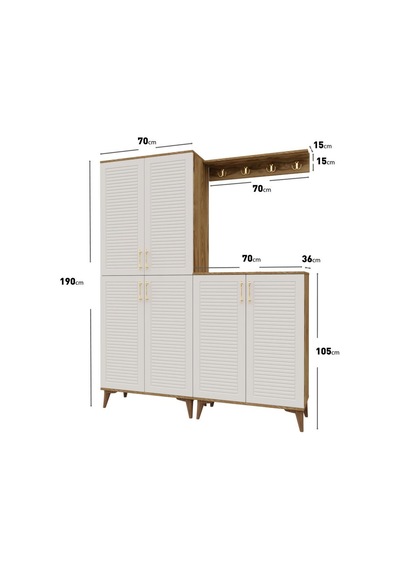 Panjurlu Metal Kulp Prt6190 Portmanto Vestiyer Ekru Cveviz