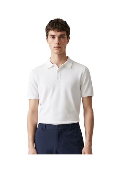 Anthony Jackson Premium Erkek Triko Polo Yaka T-shirt Giovanni Beyaz