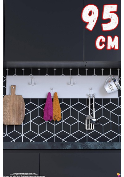 Geyik 18 Kancalı Mutfak Askısı 3'lü Set 81,4x9,6 Cm - Şık Tasgeyikm, Çok Amaçlı Düzenleyici Ve Yer Tasarrufu 95 Cm