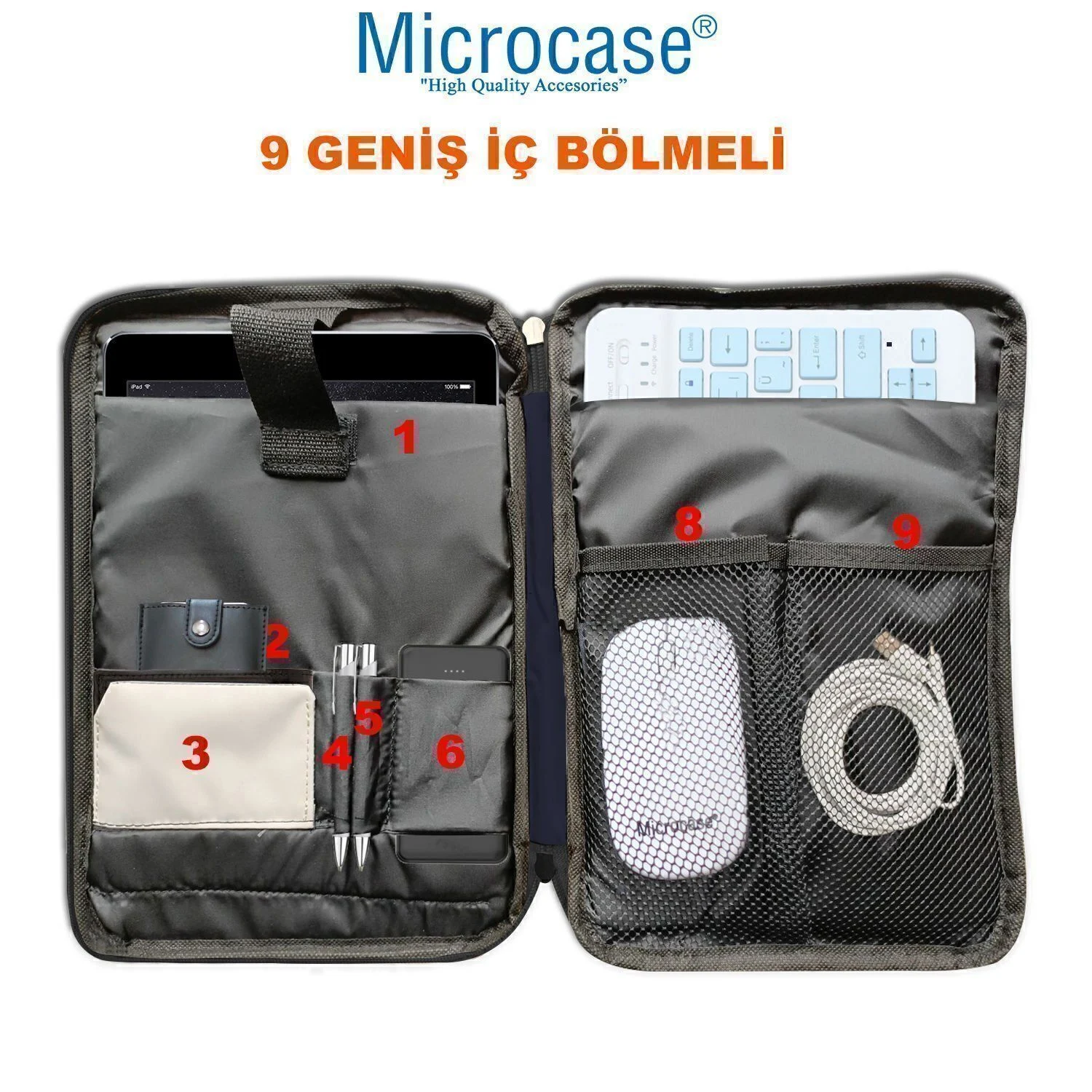 Microcase Honor Pad X8b 11 İnch İle Uyumlu Omuz Askılı El Tutacaklı Universal Sleeve Taşıma Çantası Al4346 Lacivert Krem Gri Çanta