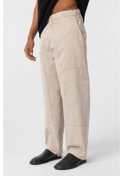 Vamos Yıkamalı Baggy Gabardin Pantolon Bej