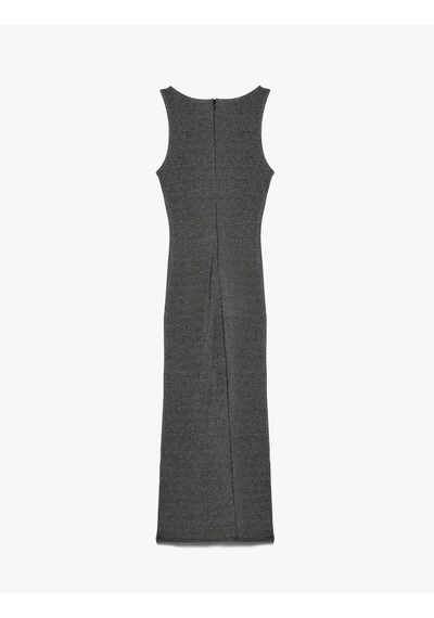 Koton Kolsuz Bisiklet Yaka Taş Detaylı Slim Fit Elbise Gümüş 6wak80029fk Gümüş Rengi