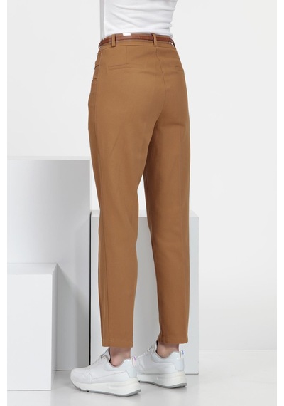 Cigarette Fit Pantolon Koyu Camel