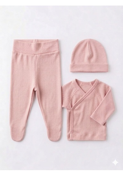 Ciccim Baby 3lü Set Zıbınlı Modal Somon Koyu Pembe
