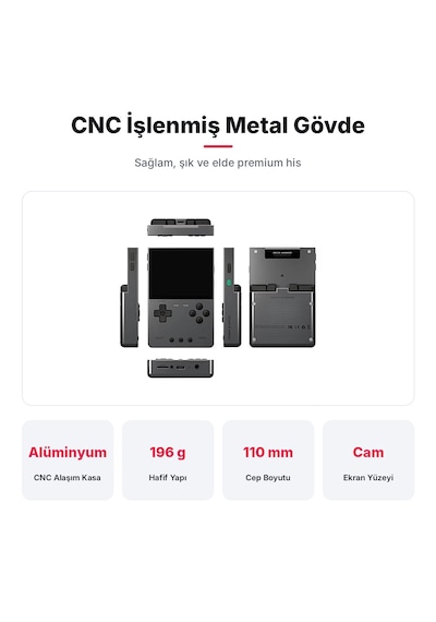 Trimui Brick Hammer Retro El Konsolu - 128GB Gri