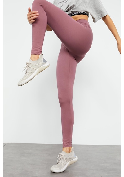 Tommylife Gül Kurusu Yüksek Bel Toparlayıcı Slim Fit Dar Paça Kadın Tayt - 94011 Gülkurusu