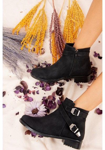 Fox Shoes Siyah Baskı Kadın Bot A726193409
