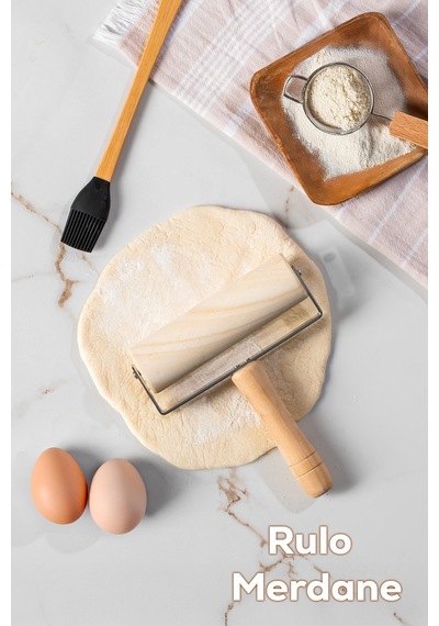 2076 Ahşap Saplı Rulo Merdane Oklava Pürüzsüz Oklava Pizza Börek Açma Oklava Ahşap