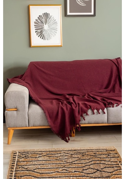 Bordo Koltuk Örtüsü Balık Sırtı Desen 180 210 Bordo