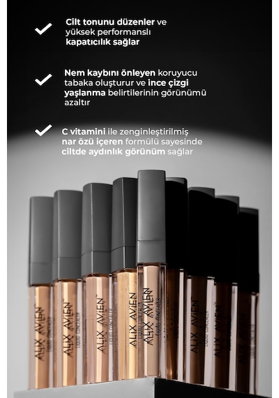 Alix Avien Aydınlık Görünüm Sağlayan Yoğun Likit Göz Altı Kapatıcısı Liquid Concealer 101 Light Ivory