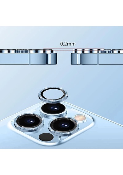 Ally İphone 14-14 Plus Diamond Taş İşlemeli Alüminyum Alaşımlı Kamera Lens Koruyucu- 5775