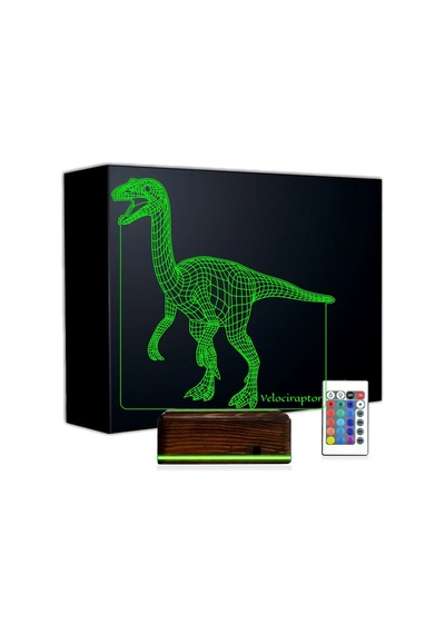 Luvivia Dinozor Velociraptor 3d Lamba - Masa Gece Lambası Şeffaf