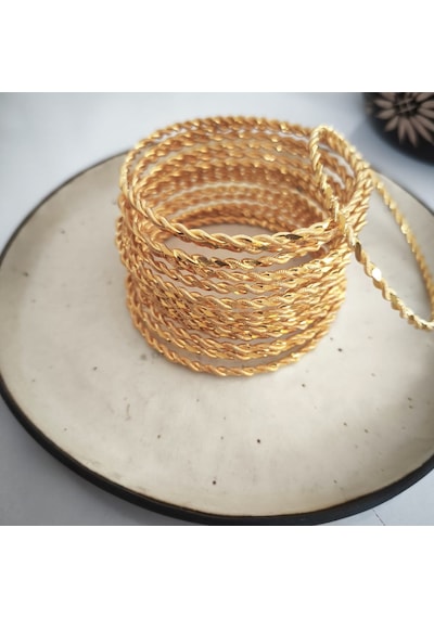 925 Ayar Gümüş İkili Adana Burma Gold Bilezik Sl9803 Gold