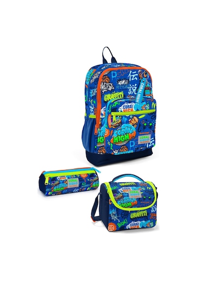 Coral High Kids Saks Grafiti Desenli 3 Lü Okul Çanta Seti Set0123767
