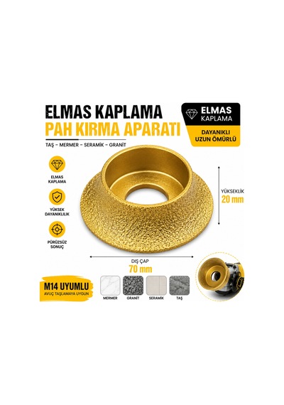 Senbang Elmas Kaplama Pah Kırma Aparatı M14 Uyumlu Taşlama Makinesi Ucu Mermer Granit Seramik Taş İçin Dayanıklı Freze 70 Mm